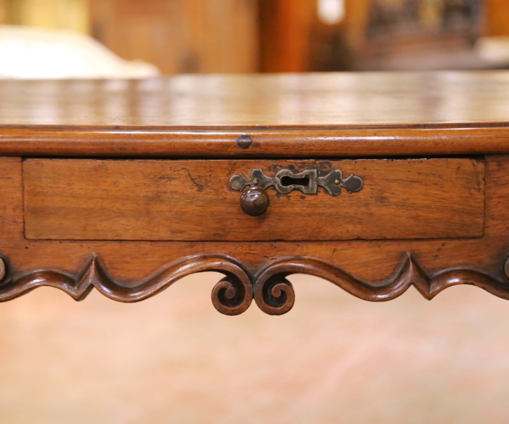 18th Century French Louis XV Walnut Bow-Front Side Table Desk with ...